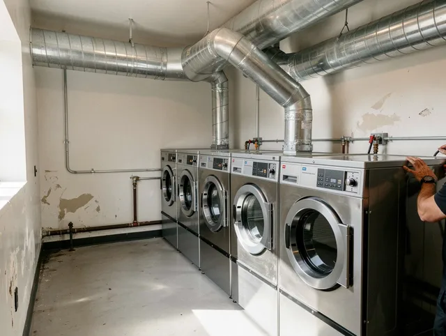 Eastvale Dryer Vent Cleaning team performing large-scale commercial dryer vent cleaning in Eastvale
