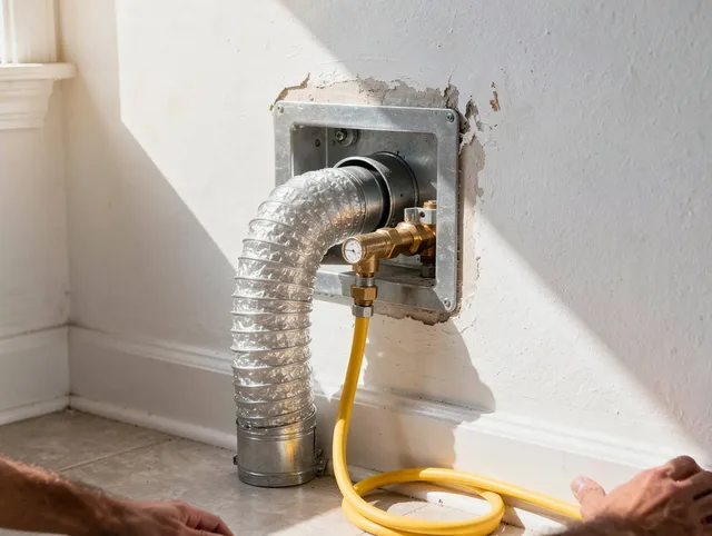 Eastvale Dryer Vent Cleaning certified technician performing specialized gas dryer vent cleaning in Eastvale
